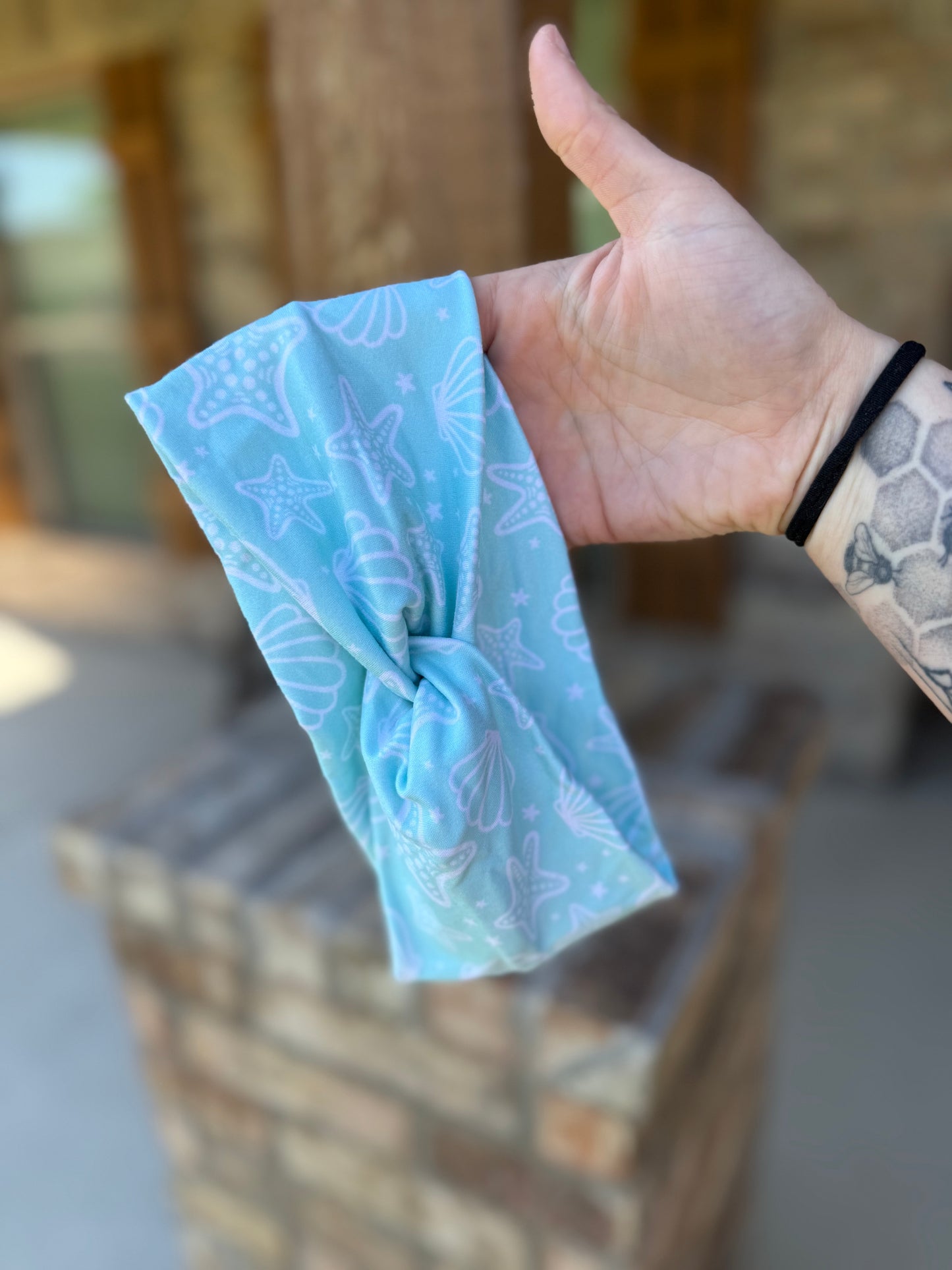 Blue beach shell headband