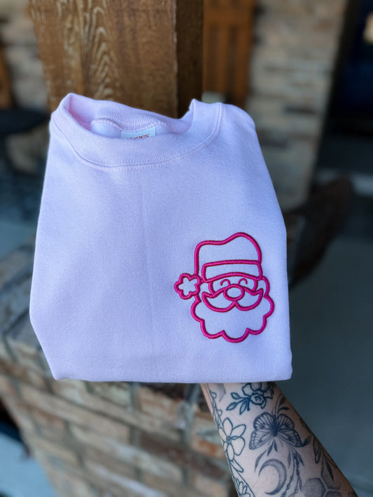 Puffed pocket embroidery Santa crewneck