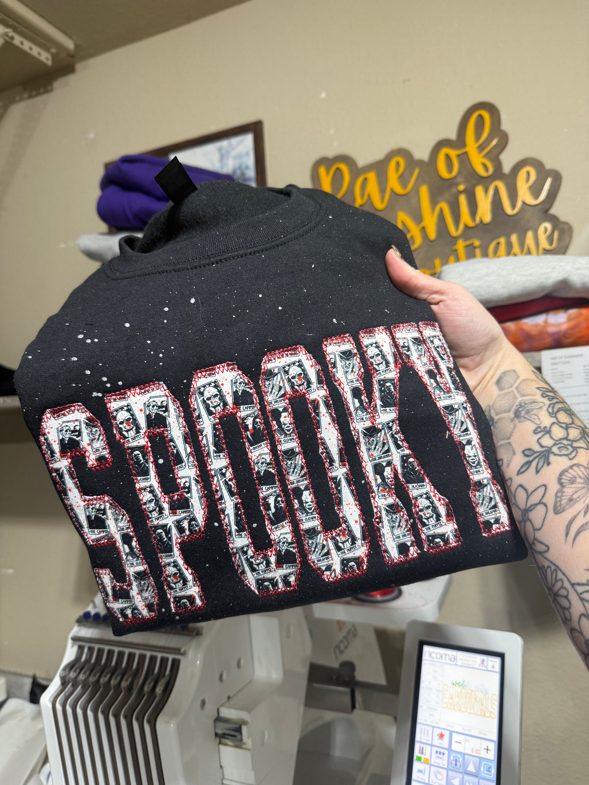 Spooky splatter crewneck large