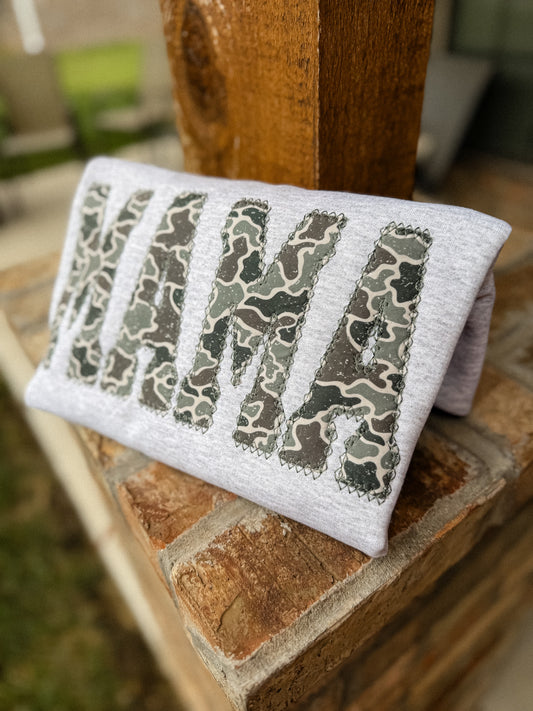 Mama camo crewneck embroidery
