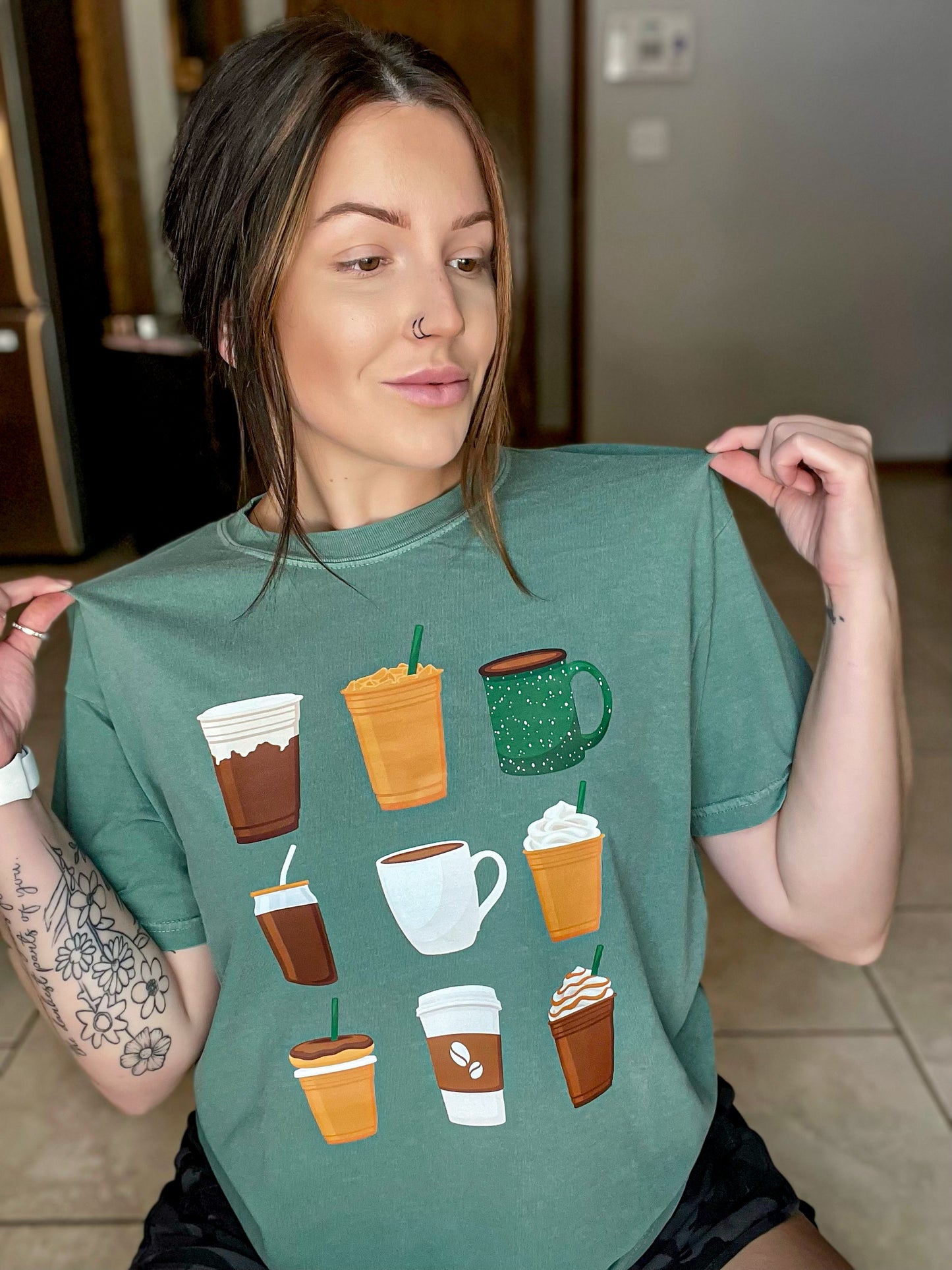 Coffee cups tee shirt