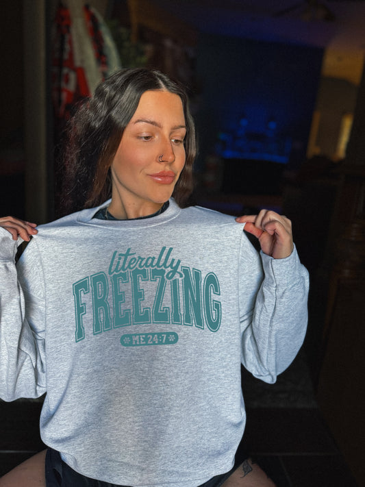 literally freezing crewneck ash