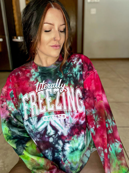 Christmas lights literally freezing crewneck
