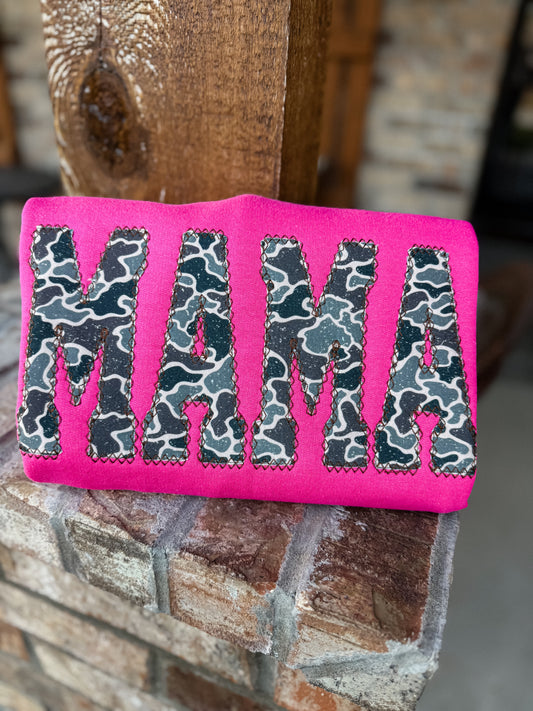 Camo pink crewneck embrodiery