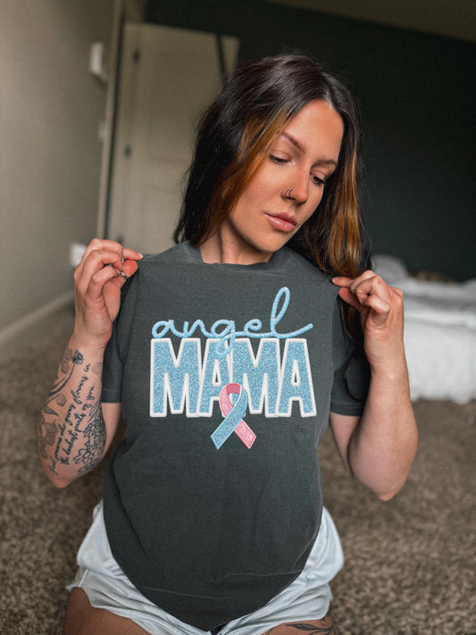 Angel mama (boy) tee faux embroidery