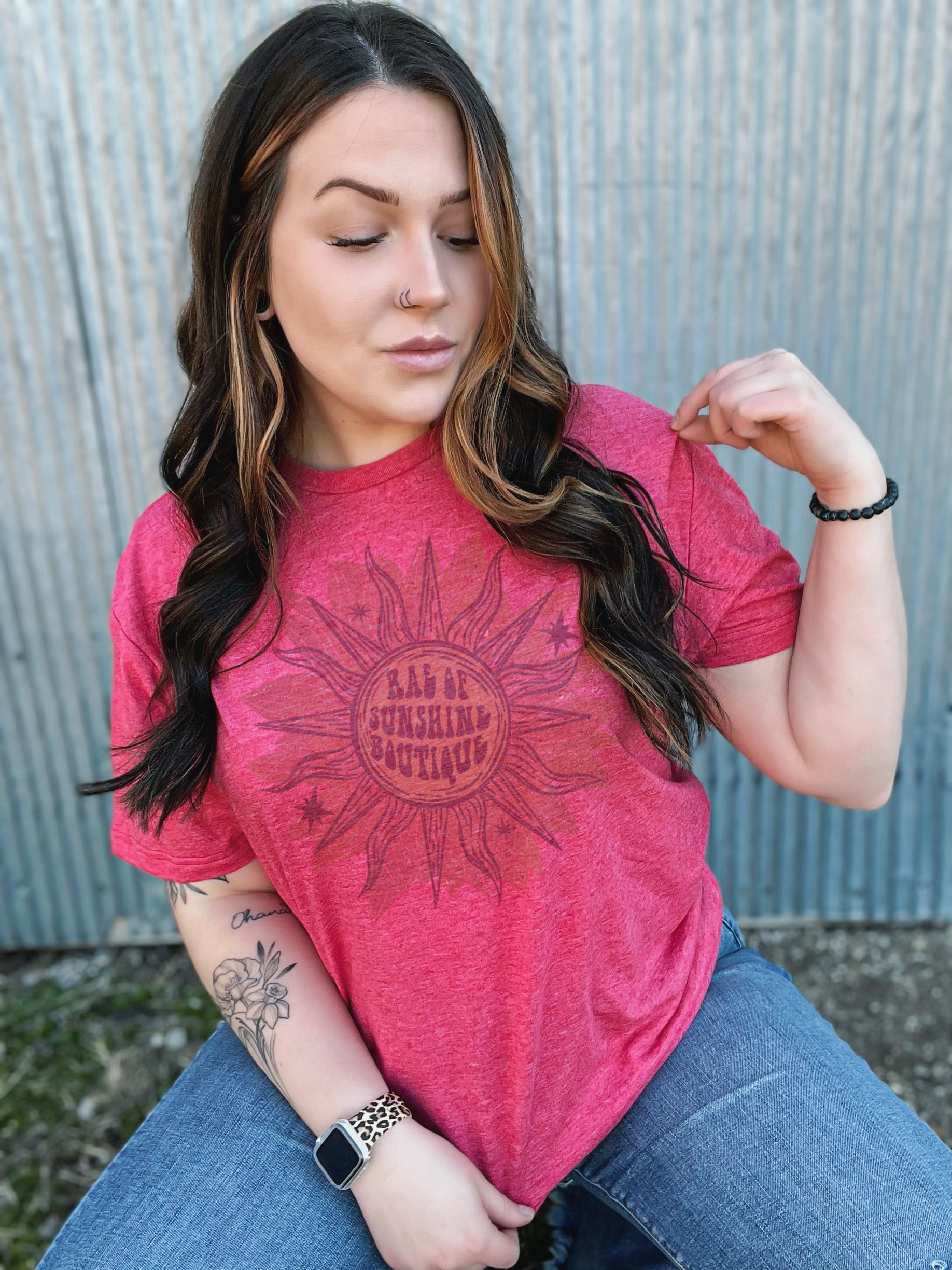 Gildan heather red mock-up – Rae of Sunshine Boutique