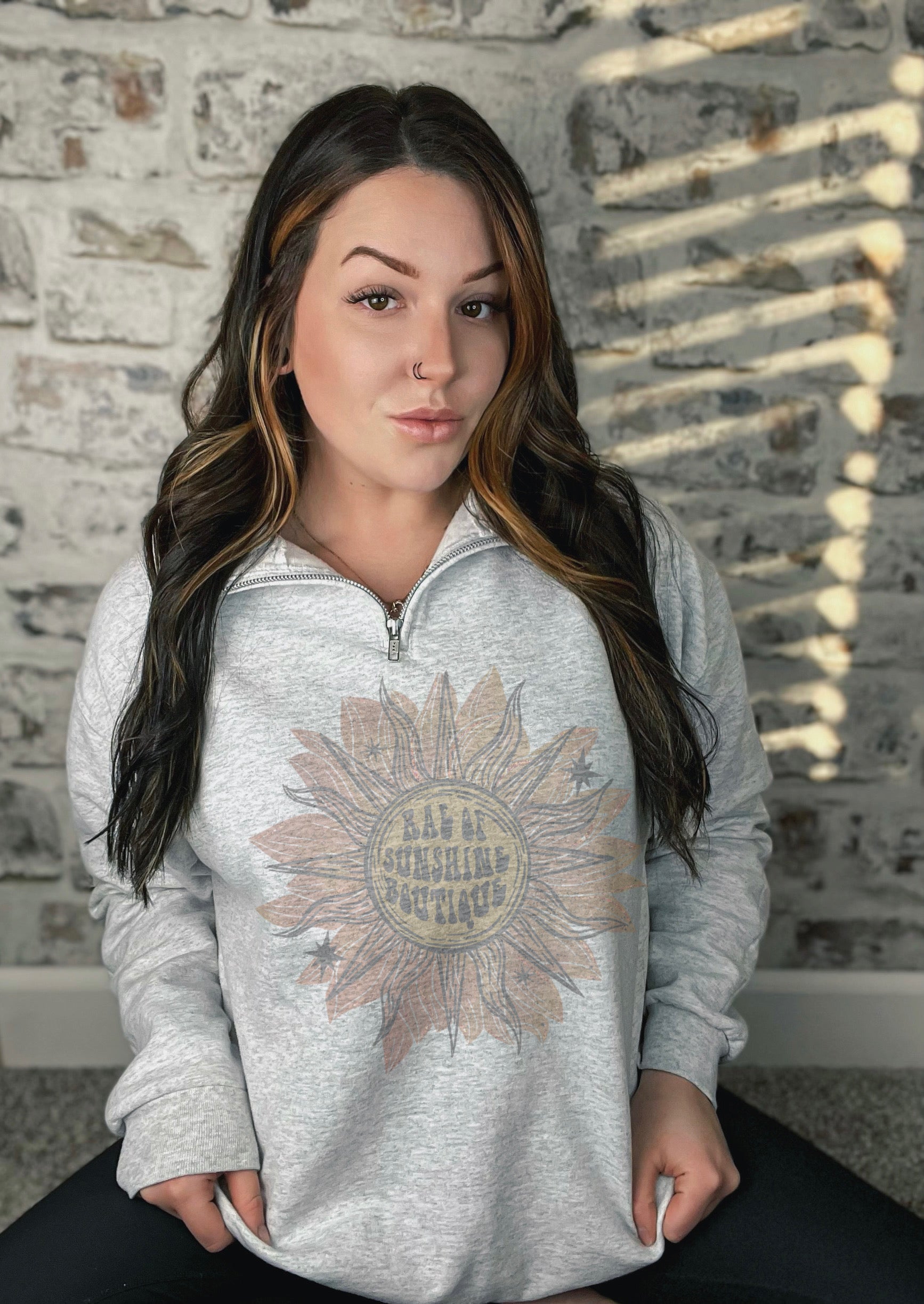 Ash Jerzees quarter zip mock up Rae of Sunshine Boutique